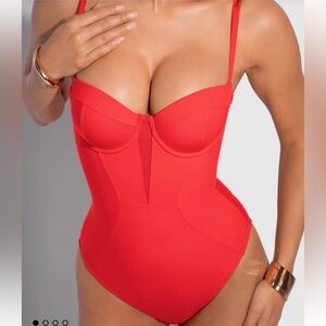 TA3 small Red Sculpted One-Piece Swimsuit with Underwire Support